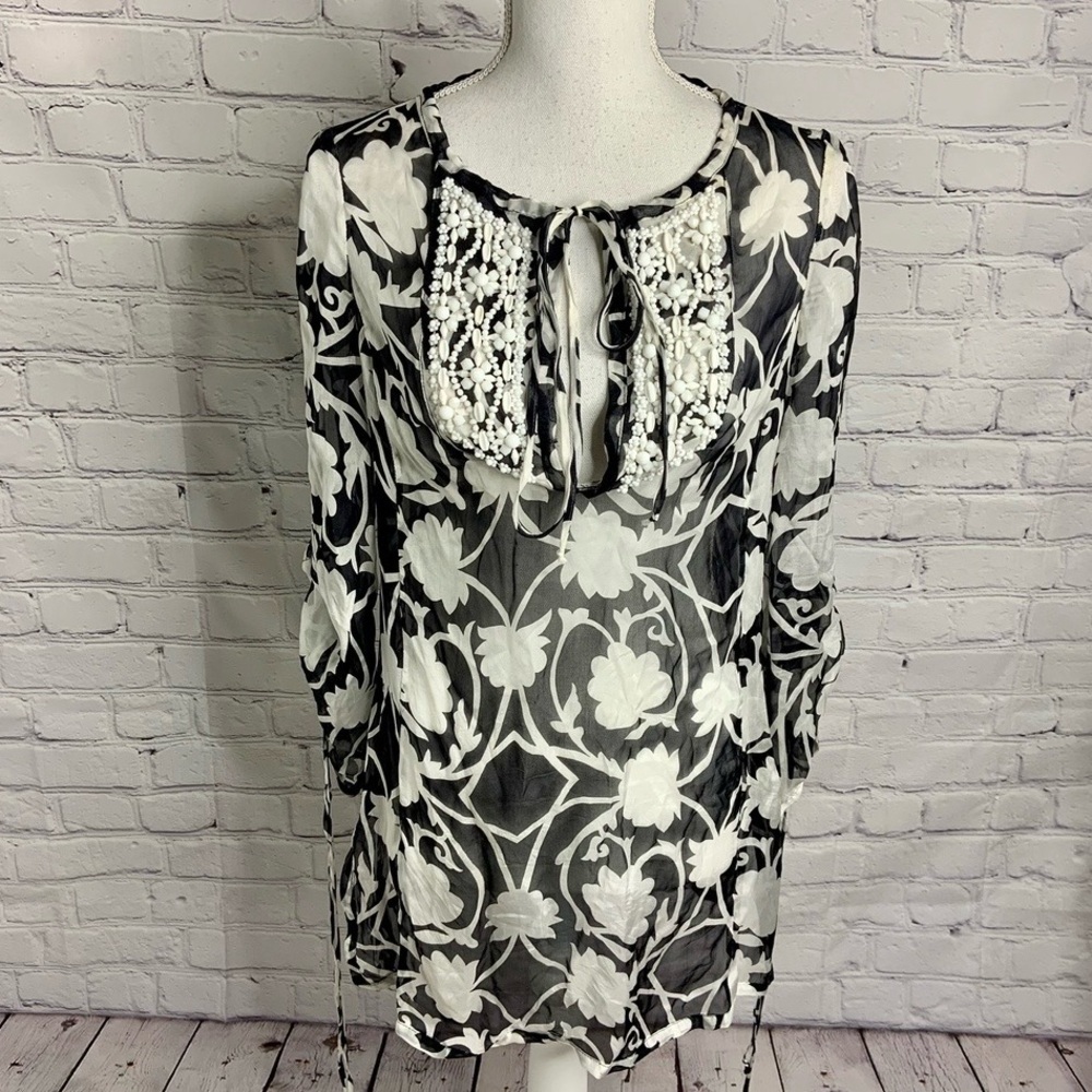 MILLY Of New York Silk Sheer Blouse Top 2